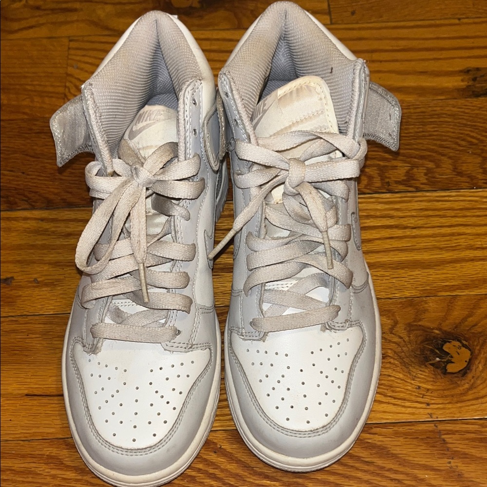 Nike Kids White and Light Gray High-Top Sneakers
